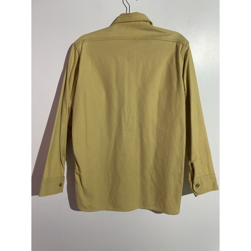 Vintage Woolrich Chamois Button Up Shirt Mens M Yellow Heavy Flannel 70s USA - Picture 2 of 9